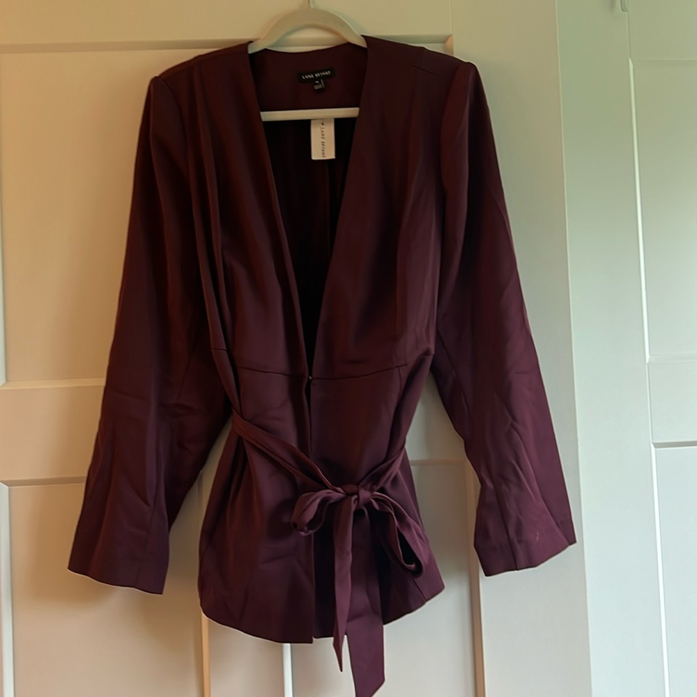 Wine colored belted blazer